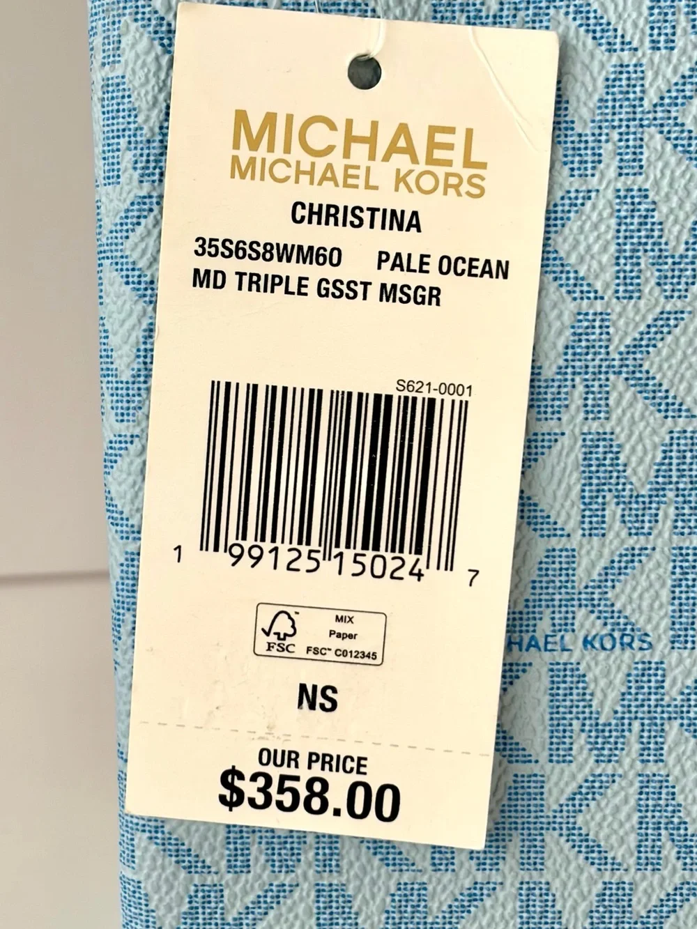 Michael Kors Pale Blue MK Logo Chain Shoulder Bag
